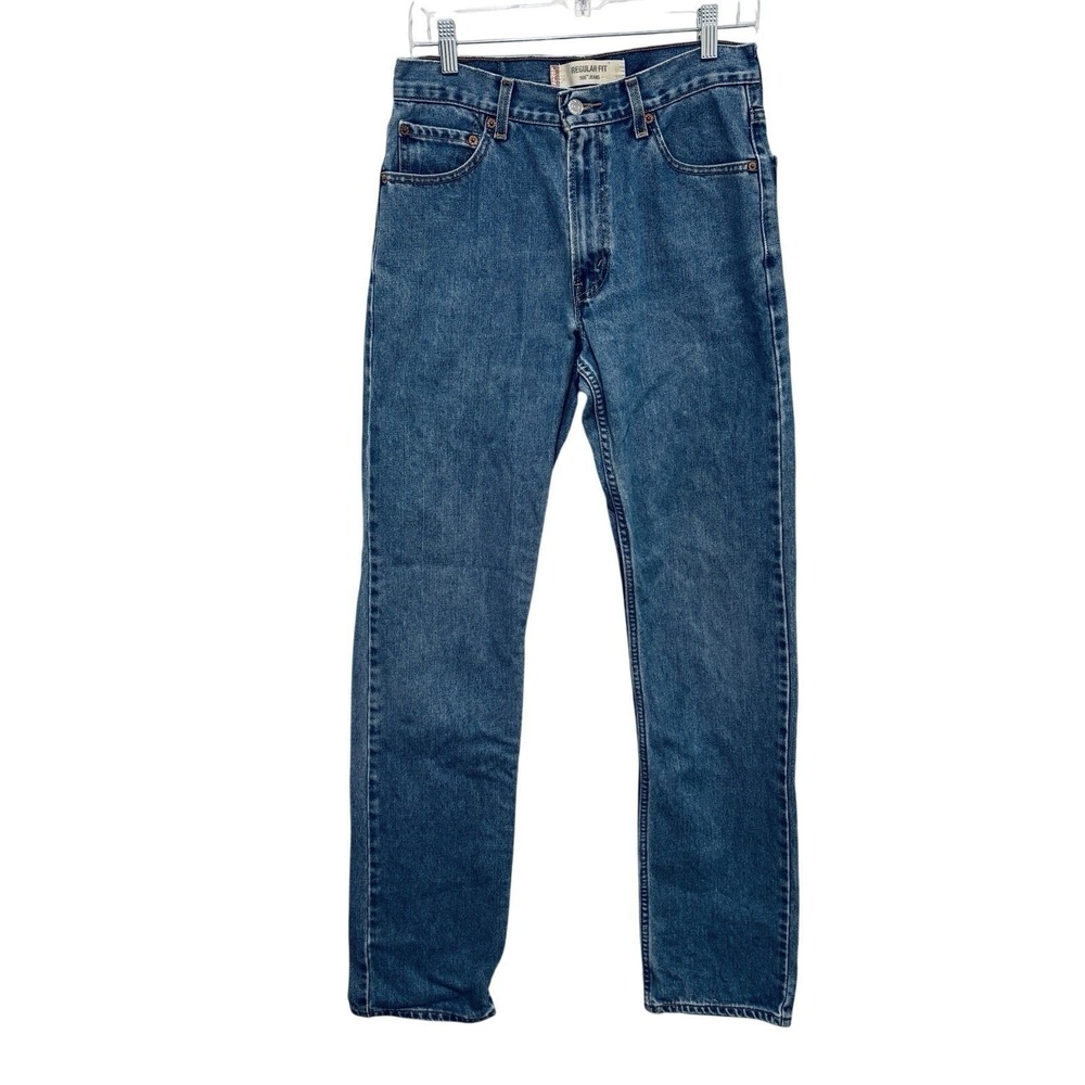 Levis 505 Regular Fit Blue Jeans Men 30x34 Long Tall Straight Leg Workwear
